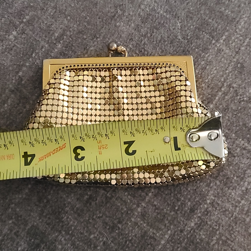 Vintage Whiting & Davis Gold Mesh Alligator Open Coin Purse - Picture 2 of 12